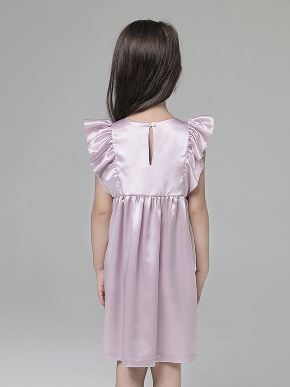 19 Momme Girls Nice Silk Nightgown With Ruffles